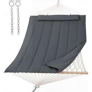SUNCREAT Hammocks for Outside, Two Person Hammock for Patio, Garden, Porch, Outdoor, Dark Grey