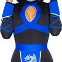 Leg Avenue Women's 3 Pc Dragon Ninja Costume with Hooded Romper, Waist Sash, Face Mask, Small (Black/Blue)