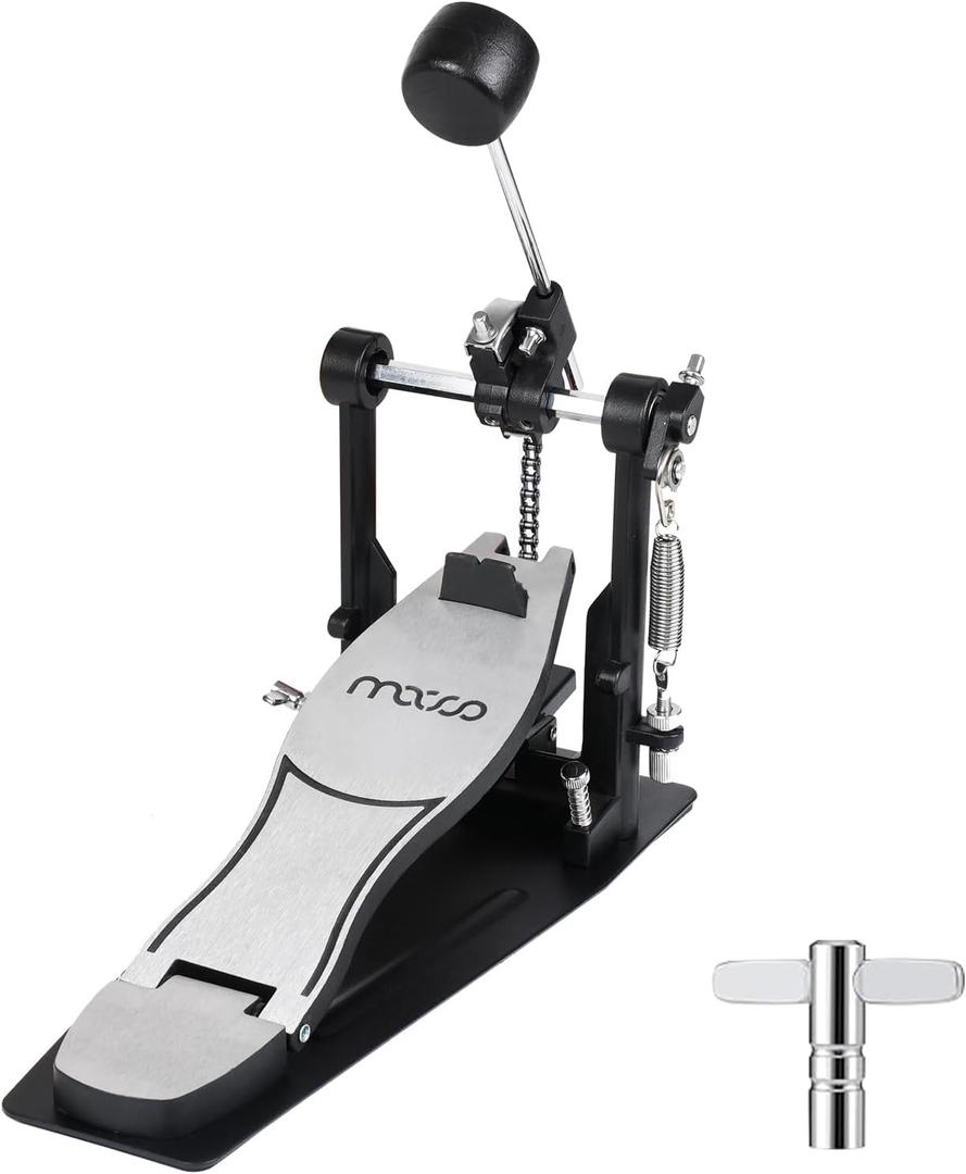 Bass Drum Pedal,Bass Drum Pedal Come with Classic Felt Beater Stick for Drum Set Instrument,Cam Chain Bass Drum Pedal for Beginner & Professional Drummers
