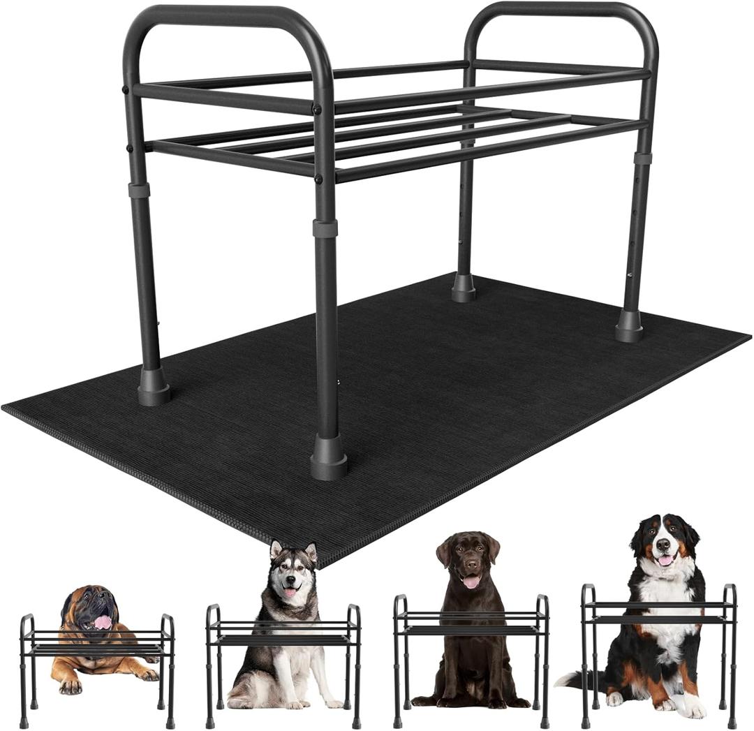 Extra Large & Tall Metal Raised Dog Bowl Stand for Extra Large Dogs, Table Steel Frame Dog Bowls Stand with Mat,Non-Slip,Adjust to 4 Heights 15"-22", Holds 4"-10.5" Diameter Bowl,Bowl Not Included