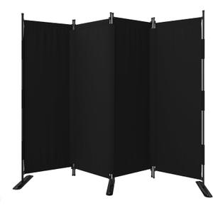 Room Divider, 4 Panel Upgraded Folding Privacy Screen, 88 Highly Secretive Separation with 3 Metal Feet, Partition Screen, Lightweight Freestanding Wall Divider Bedroom (Black)