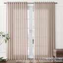 Joywell Oatmeal Linen Curtains 96 Inch Length 2 Panels Set Back Tab Farmhouse Curtains 96 Inches Long Muslin Drop Cloth Semi Sheer Linen Drapes for Bedroom Living Room 52x96