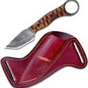 Hunting Fixed Blade Knives with Leather Sheath, Handmade Steel Skinner Knife, Bushcraft Knive for men, Full Tang Steel Blade Cowboy Skinning knive, Rosewood Handle