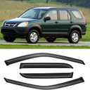 Rain Guards for 2002-2006 Honda CR-V CRV, Out-Channel Window Visor Shields Vent Deflector Shade Wind Dark Smoke 2003 2004 2005 02 03 04 05 06, Tape-On Outside-Mount, 4PCS