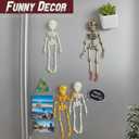 Poseable Skeleton Fridge Magnet, 3D Printed Vintage Magnetic Skeleton Figurine, Funny Skeleton Magnets with Movable Joints, Strong Magnetic Skeleton for Fridge, Halloween Kitchen Decor (4-Pack)