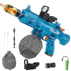 Electric Water Guns for Kids Adults, Transparent Automatic Squirt Guns, Powerful Water Squirt Gun with 28-32 FT Long Range, Summer Outdoor Beach Swimming Pool Party Toys for Boys Girls Adults (Blue)