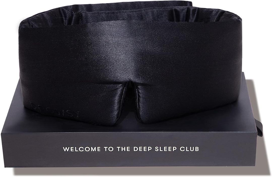 DROWSY Silk Sleep Mask - Face-Hugging, Padded Cocoon for Luxury Sleep in Total Darkness - 100% Pure Mulberry Silk (Black Jade)