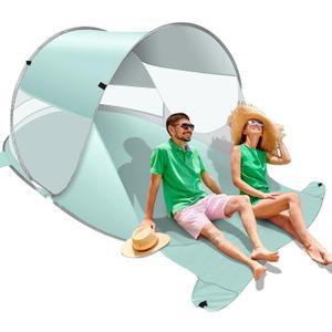 Large Automatic Instant Pop Up Beach Tent, UPF 50+ Portable Sun Shelter Anti UV Beach Umbrella Baby Tent with Carrying Bag Fit for 2 Person