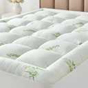 Queen Size Mattress Topper Viscose Derived from Bamboo, Soft Thick Pillow Top Mattress Pad Cover for Back Pain, Cooling Mattress Protector with 8-21 Inch Deep Pocket, White