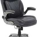 Amazon Basics Ergonomic Executive Office Desk Chair with Lumbar Support, Flip-up Armrests, Adjustable Height, Grey Leather