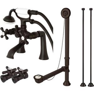 Kingston Brass CCK268ORB Vintage Deck Mount Clawfoot Tub Faucet Package, Oil Rubbed Bronze