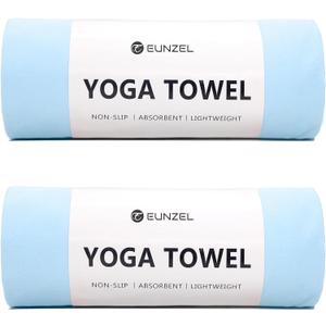 Eunzel 2 Pack Hot Yoga Towel Non Slip Yoga Mat Towel Non-Slip Sweat Absorbent Microfiber Towel for Hot Yoga, Pilates and Workout 72" x 26.5", Blue
