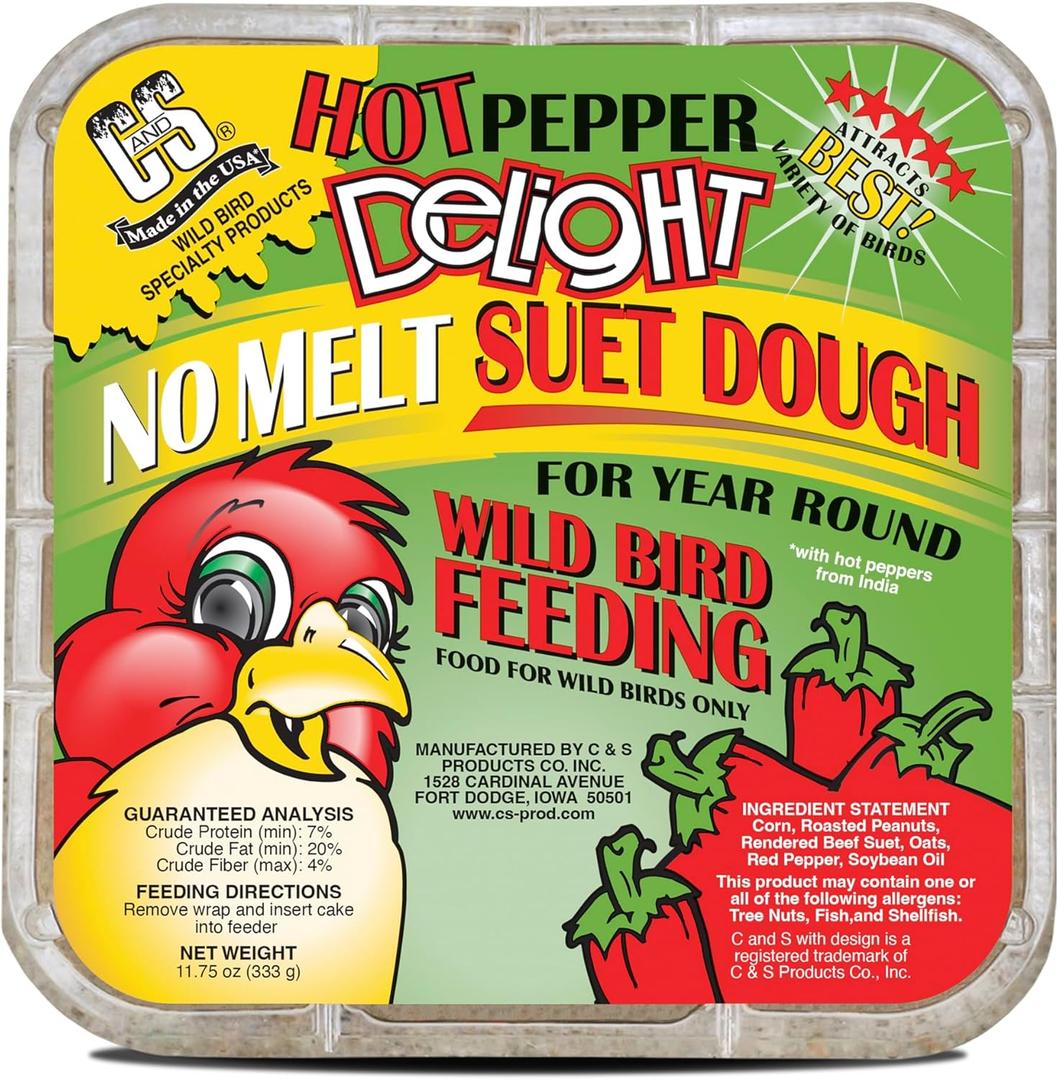 C&S Hot Pepper Delight No Melt Suet Dough 11.75 Ounces, 8 Pack (BB: 05/18/2028)