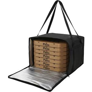 1 Pack Insulated Pizza Delivery Bag, 20" x 20" x 14" Insulated Food Delivery Bag for Doordash/Grubhub, Pizzas Pack, Pizza Hot Warmer Carrier, Food Warmers for Parties Insulation (Black)