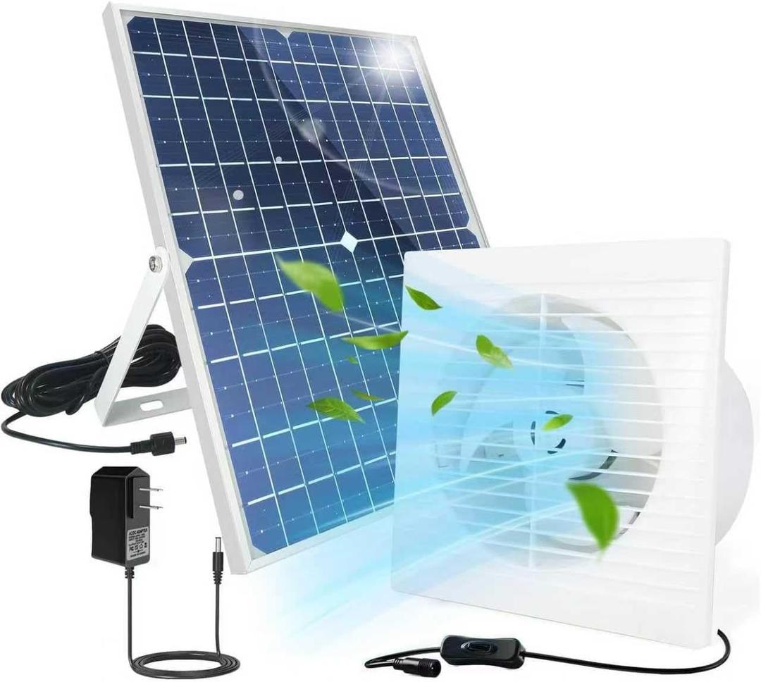 Solar Exhaust Fan, 25W Waterproof Solar Panel 8 Inch Ventilation Vent Fan for Greenhouse,Chicken Coop,Shed, Garage, Attic, Barn, Workshop Outside,14.8ft Cable