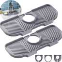 2 Pack Faucet Mat for Kitchen Sink6 Slope Sink Splash GuardSplash Guard for Kitchen SinkKitchen Sink Splash Guard for Dish Soap Sponge HolderSilicone Faucet Guard & Draining Mat-Purple