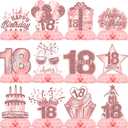 Pink 18th Birthday Table Centerpieces for Girls, Rose Gold Honeycomb Birthday Party Decorations for 18 Year Old, Happy 18 Years Table Toppers for Teen Girl or Young Adult Birthday Celebration