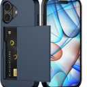 Nvollnoe Compatible with iPhone 17 Case with Card Holder Dual Layer Heavy Duty Protective Shockproof Hidden Card Slot Slim Wallet Phone Case for Women&Men 6.3 inch(Blue)