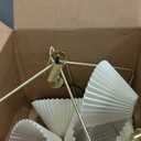 KCO Lighting 5-Lights White Pleated Fabric Pendant Light Mid Century Modern Brushed Gold Sputnik Chandelier Traditional Dining Living Room Chandelier Above Dining Table