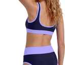 Period Swimwear Two Piece Leakproof Swimsuit Menstrual High Waist Bikini Sets Color Block Bathing Suit for Teen Girls, XS