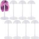 Reginary 8 Pieces Wig Head Stand for Multiple Wigs Mannequin Head 13.8 Inch Portable Hat Display Stand Travel Wig Holder for Styling Non Slip Stable DIY Practice Hat Holder(White)