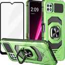 Ailiber Case for REVVL 7 5G, TMobile REVVL 7 5G Phone Case with Kickstand, with Screen Protector, for Magnetic Car Mount, Heavy Duty Shockproof Protective, Rugged Cover for Metro REVVL7 -Green
