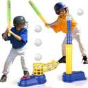 Bennol T Ball Set Toys for Kids 3-5 5-8, Kids Baseball Tee for Boys Toddlers, Auto Ball Launcher, Indoor Outdoor Outside Sports Tee Ball Set Toys Gifts for 3 4 5 6 Year Old Boys Toddler Kids