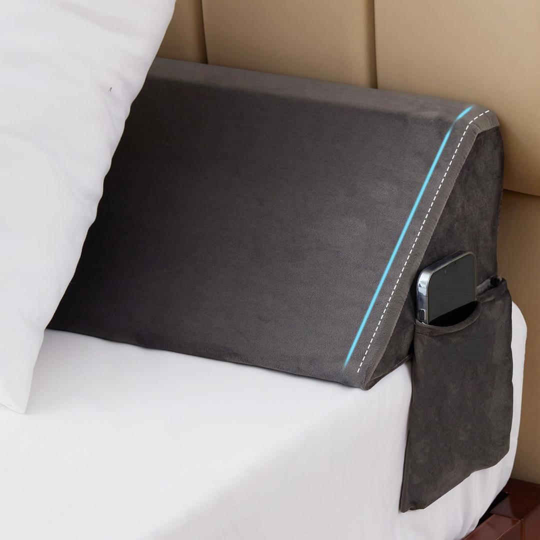 King Bed Wedge Pillow for Headboard, Wedge Pillow Headboard, Bed Gap Filler - Fill The Gap (0-7")(Gray, 76"x10"x6")