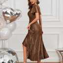 BeryLove Womens Wedding Guest Dress Sequin Formal Dresses for Women (Brown, XXXL)