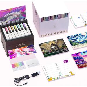 Piano Calendar,Playable Mini Piano Desk Calendar 2025, with 30 Music Scores Included,Calendar 2025 from JAN.2025 - DEC.2025,Gift for Fans Inspiration Gift for for Her, Singer Fans (Black)