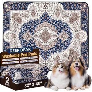 DEEP DEAR Washable Puppy Pads 40"x32" 2 Pack, Reusable Pee Pads for Dogs, Super Absorbent Dog Pee Pads Extra Large, Waterproof & Leak-Proof Dog Pads XXL, Non-Slip Training Pads for Pet Housebreaking (Classic Brown)