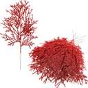 Winlyn 15 Pcs Red Glittered Cedar Sprays Christmas Floral Picks Artificial Cedar Branches Stems Red Christmas Tree Picks 15.4" Tall for Wedding Bouquet Wreath Floral Arrangement Seasonal Centerpiece