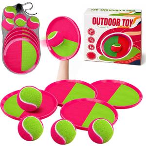 Toss and Catch Ball Set Boys Toys Outdoor Toys Yard Games Outside Games Beach Toys for Kids Ball and Catch Game with 4 Paddles and 4 Balls