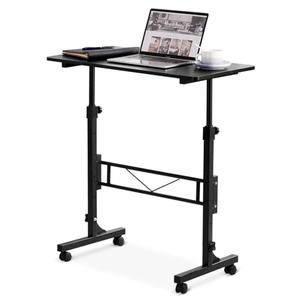 Amztabler Small Standing Desk Adjustable Height, Mobile Stand Up Desk with Wheels, 32 Inch Portable Rolling Desks for Walking Pad Treadmill Black
