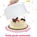 Cake Carrier with Lid and Handle, Fit 10 Cake Stand with Lid, Cake Transport Storage Container, Cake Containers Cover Stand with Lids, 3 Secure Side Closures (Pink)