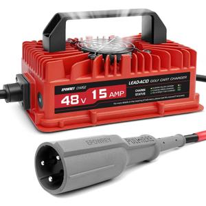 EPOWREY 15 AMP 48 Volt Golf Carts Battery Charger for Club Car 3-Pin Round Plug,for Lead Acid Battery