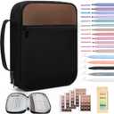 Bible Cover Bible Case for Men Canvas Carrying Cases Book Protector Case Bible Bag with Durable Handle Study Supplies Accessories Christian Gifts (Brown+Black, Large)