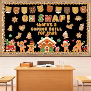 Christmas Bulletin Board Decorations - Christmas Gingerbread Classroom Decorations Set Gingerbread Man House Paper Cutouts Bulletin Board Decor School Office Wall Chalkboard Decor Supplies