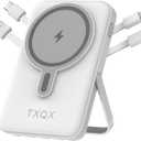 Wireless Portable Charger 10000mAh,Magnetic Power Bank with Built-in Cables LED Display,22.5W PD Fast Charging for Magsafe Battery Pack Compatible with iPhone16/15/14/13/12/Pro/Pro Max (White)