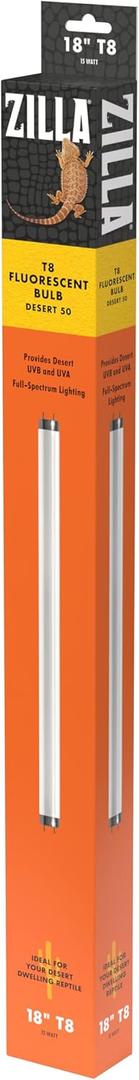 Zilla Reptile Pet Habitat Lighting UVB Fluorescent Desert T8 Light Bulb, 15 Watt