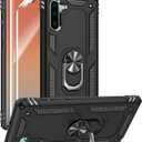 For Samsung Galaxy Note 10 Case, Note10 Case with HD Screen Protectors, Military-Grade Metal Ring Holder Kickstand 15ft Drop Tested Shockproof Cover Case for Samsung Note 10 (2019) Black