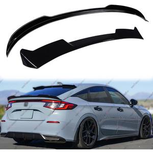 2pcs Rear Spoiler and Roof Top Spoiler Compatible with 2022-2025 Honda Civic Hatchback, JDM Duckbill Fit for 4-Door, Trunk Exterior High Kick Tail Deck Lid Wing Lip (Glossy Black)