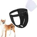 Dog Pants with 3 Replace Diaper, Female Dog Heat Cycle Reusable Diapers Adjustable Pads for Dogs in Heat Black L