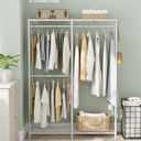 SONGMICS Clothes Rack, Freestanding Wardrobe Closet, Metal Clothing Racks, Heavy-Duty Garment Rack with Adjustable Shelves, Hanging Rods, Dividable, 15.8 x 47.2 x 70.9 Inches, Cloud White ULGR423W01