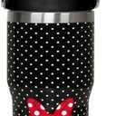 Cartoon Mouse Tumbler 20 Oz With Flip Straw Handle Red Bowknot Cup | Stainless Steel Insulated with Top Handle Red Bowknot Travel Coffee Mug - Birthday,Christmas Gift
