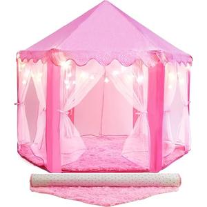 Princess Tent for Kids - Includes Ultra Soft Rug & LED Star Lights  Princess Castle Little Girls Play Tent  ASTM Certified  55 X 53 Inch  Kid Playhouse Toys  for 3/4/5/6/7/8/9 Year Old