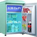 Galanz GLR25MGNR10 Retro Compact Refrigerator, Mini Fridge with Single Doors, Adjustable Mechanical Thermostat with Chiller, Green, 2.5 Cu Ft