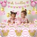 166 Pcs Oh Twodles Birthday Party Supplies Girl, 2nd Birthday Decorations for Girl Paper Plates Napkins Cups Tablecloth Banner for Pink Gold Oh Twodles Birth day Decorations for Girls Serve 16 Guests