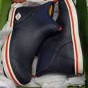 Showave Men's Deck Boots Waterproof Ankle Rubber Rain Boots Non-slip Boat Booties for Sailing Fishing and Outdoors (8, Navy)