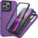 SunStory Compatible with iPhone 13 Pro Case with HD Screen Protector, 3-Layer Heavy Duty Full-Body Cover,3 in 1 Hybrid Protective Case for iPhone 13 Pro 6.1",Purple